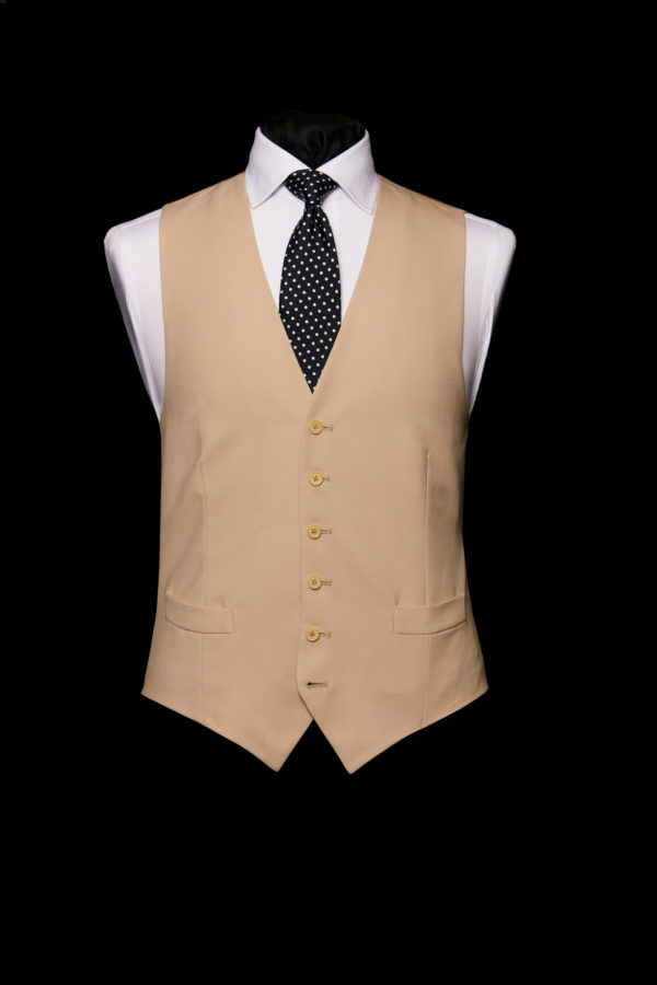 Single breasted buff wool waistcoat