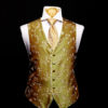 Green silk embroidered waistcoat with champayne embroidery and silk piping