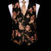 Black silk base limited edition rose and gold silk embroidered waistcoat with silk piping