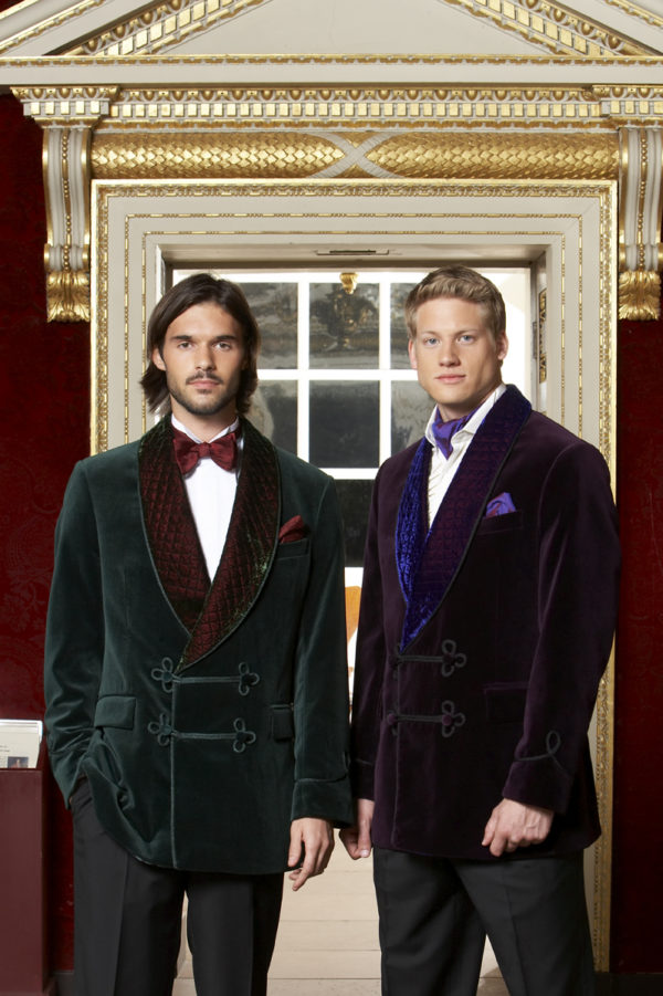 Smoking jackets with velvet quilting