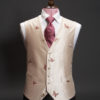 Light pink silk waistcoat with pink butterflies and pink piping
