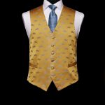 Gold silk waistcoat with blue horses