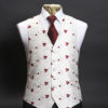 Ivory silk waistcoat with embroidered red cherries