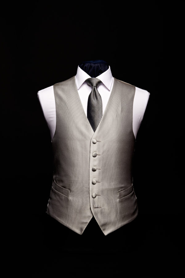 Silver silk basket weave waistcoat
