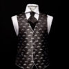 Black silk waistcoat with silver horses and silver silk piping