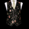 Black silk base limited edition silk embroidered waistcoat with silk piping