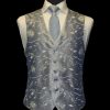 Silver silk embroidered waistcoat with blue and silver embroidery
