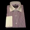 Purple and navy stripe pure cotton white collar and cuff shirt