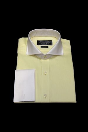 Corn yellow pure cotton white collar and cuff shirt